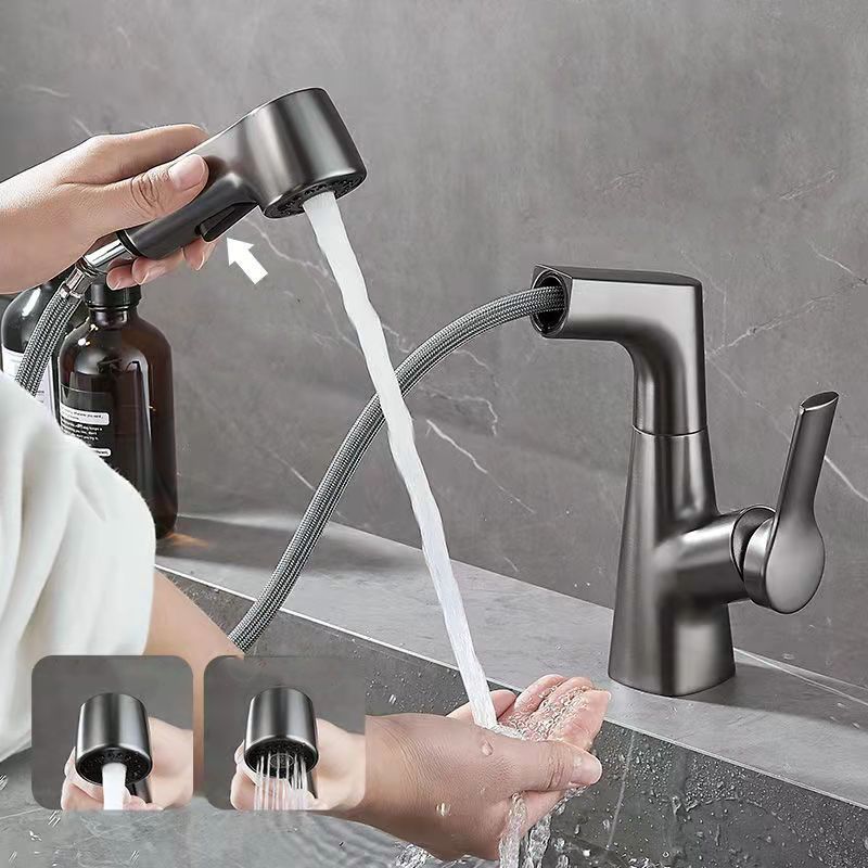 Modern centerset faucet with single lever handle for countertop sink bathroom fixture