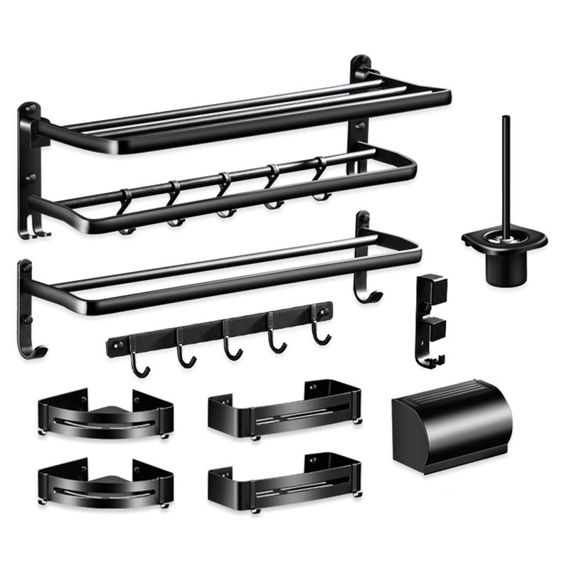 Modern Aluminum Bathroom Hardware Set Black Bathroom Accessory Set