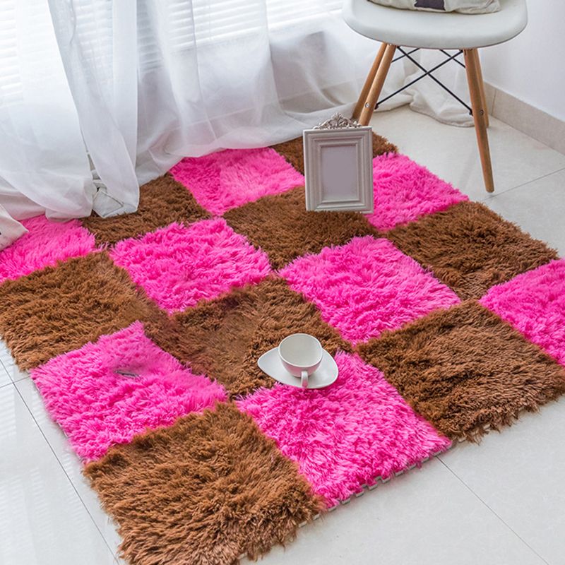 Bedroom Carpet Tiles Solid Square Shag Stain Resistant Carpet Tiles