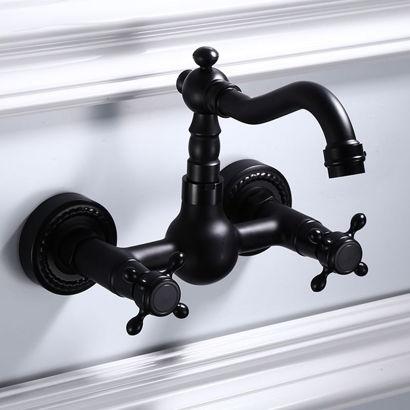 Traditional Wall Mounted Metal Bathtub Filler Low Arc Waterfall Bathroom Faucet