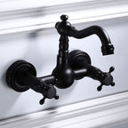 Traditional Wall Mounted Metal Bathtub Filler Low Arc Waterfall Bathroom Faucet