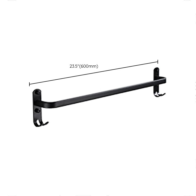 Contemporary Bathroom Accessory Set Black Surface Bathrobe Hook/Towel Ring Bar