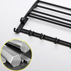 6-piece modern bathroom hardware set in matte black with bathroom shelf/towel holder & bathrobe hooks