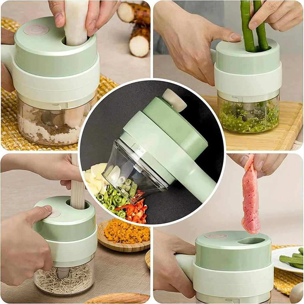 SnijGemak 4-in-1 Electric Vegetable Slicer – Rechargeable & With Collection Bin