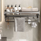 Contemporary bathroom accessory set made of matte stainless steel-aluminum with bathrobe hook/towel rail