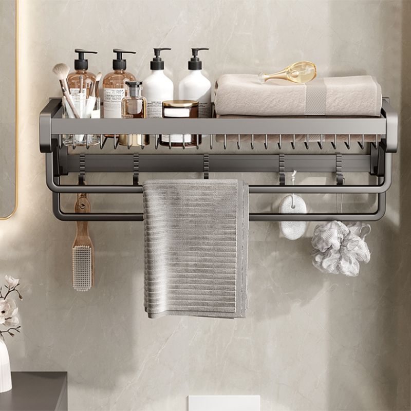 Contemporary bathroom accessory set made of matte stainless steel-aluminum with bathrobe hook/towel rail
