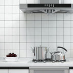 White Peel & Stick Tile Mirror Plastic Grid Wallpaper for Kitchen and Bathroom