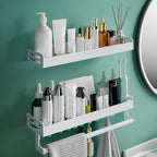 2-piece modern bathroom accessory set White rectangular bath shelf
