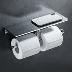 Contemporary 2-piece bathroom set made of polished chrome stainless steel toilet paper holder