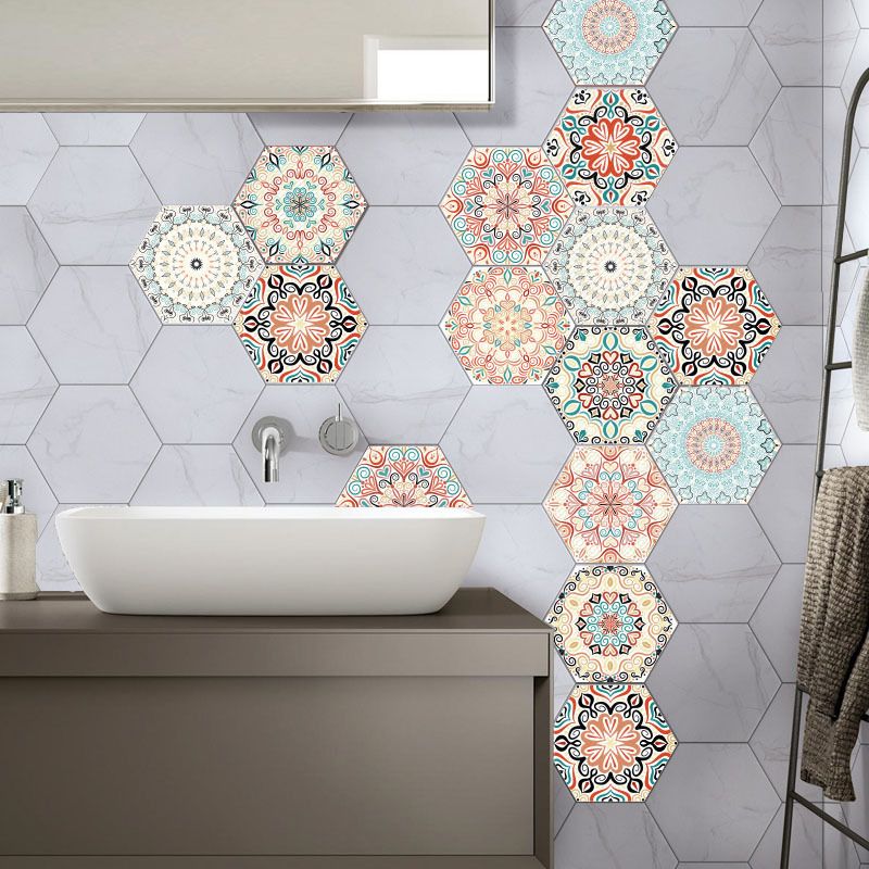Plastic Mosaic Tile Wallpaper Hexagonal for Stick-On and Removable Back Wall Tile