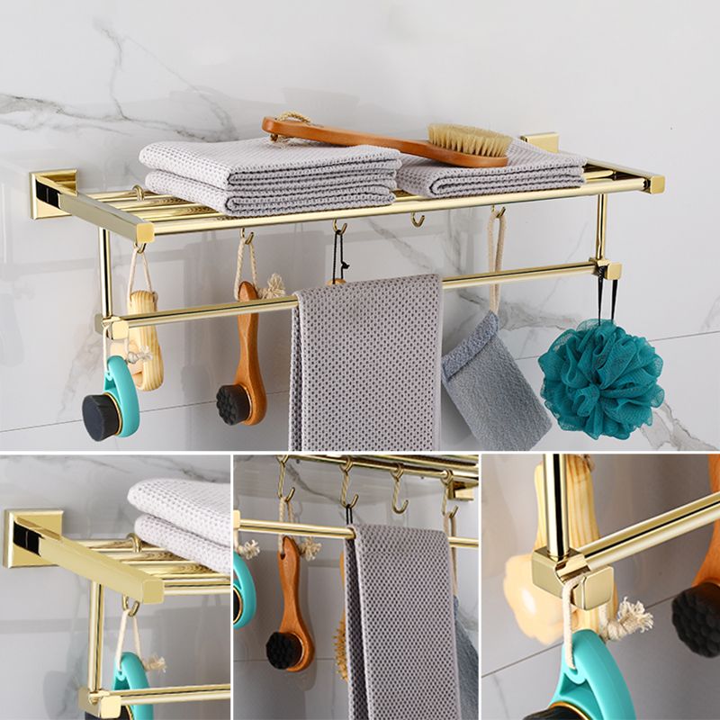 Gold Modern Bathroom Set, Polished Gold, 4 Pieces, Towel Holder, Paper Holder