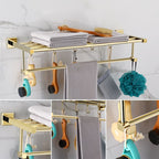 Gold Modern Bathroom Set, Polished Gold, 4 Pieces, Towel Holder, Paper Holder