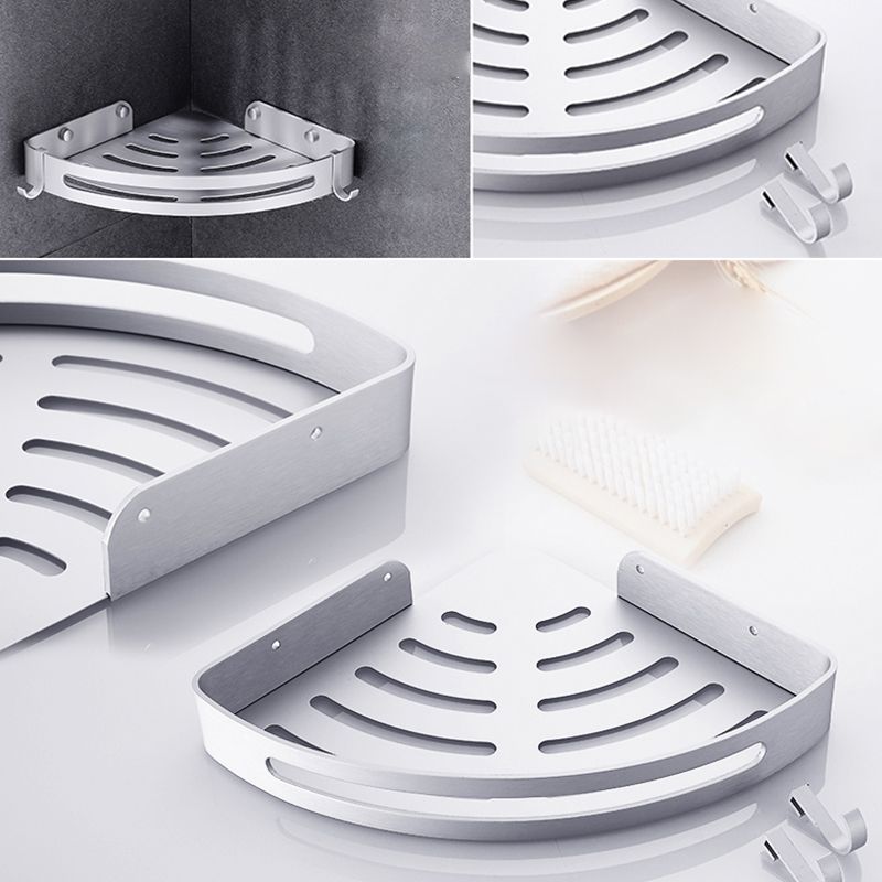 Contemporary silver metal bathroom accessory set with towel rack