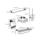 Polished Chrome 5-piece modern bathroom accessory set with bathroom shelf