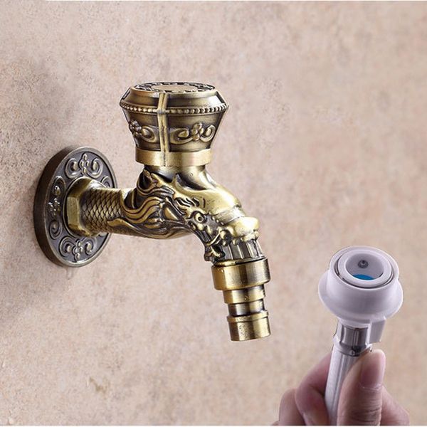 Vintage Classic Basin Mixer Zinc Single Lever Dragon Engraving Wall Mounted Tap