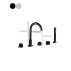 Contemporary Bathroom Faucet Deck Mount Copper Low Arc Swivel Roman Bathtub Faucet Set
