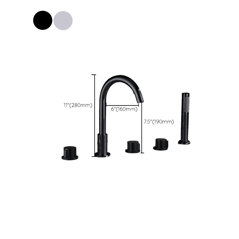 Contemporary Bathroom Faucet Deck Mount Copper Low Arc Swivel Roman Bathtub Faucet Set