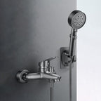 Low Arch Bathtub Faucet Hose Wall-Mounted Single Lever Tub Filler with Hand Shower