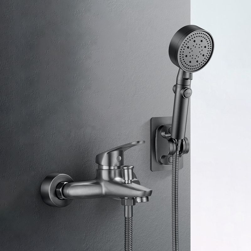 Low Arch Bathtub Faucet Hose Wall-Mounted Single Lever Tub Filler with Hand Shower