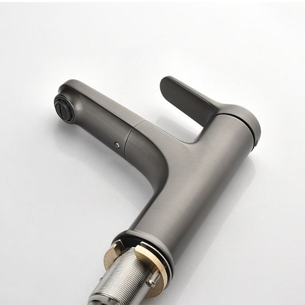 Round Modern Basin Mixer Faucet Pull-Out Single Hole Basin Tap