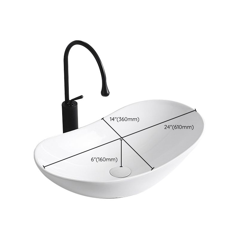 Modern Vessel Sink Porcelain Rectangular Vessel Sink (Not Including Faucet)