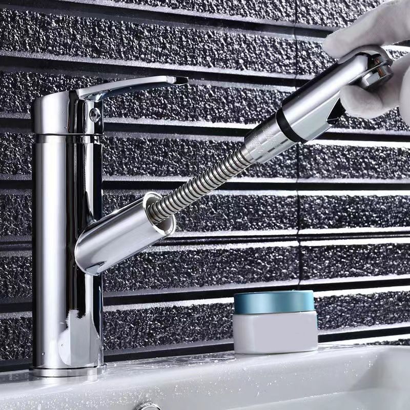 Contemporary Vessel Faucet Pull-Down Faucet with Single Handle
