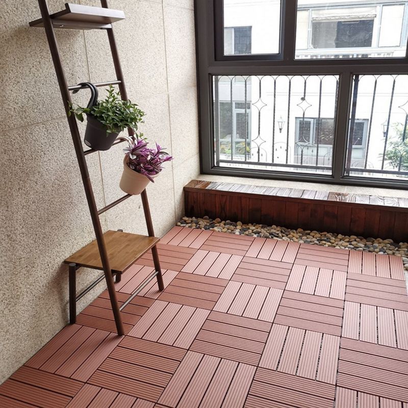 Composite Plank Tiles Striped Pattern Square Deck Flooring Outdoor Patio
