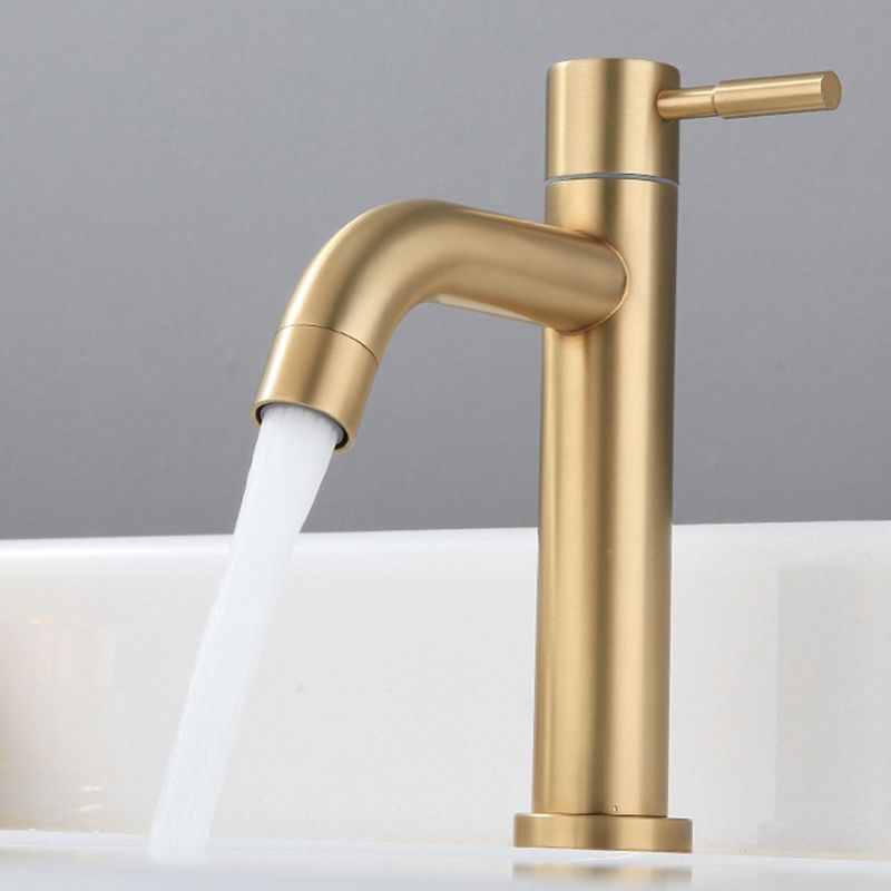Round Single Handle Bathroom Faucet Single Hole Sink Faucet in Brushed Gold