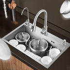 Contemporary Style Kitchen Sink Stainless Steel Color Fast Built-In Sink