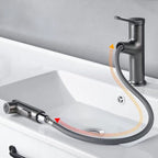 Modern Style Extendable Vessel Faucet Single Handle Low Arc Copper Vessel Faucet