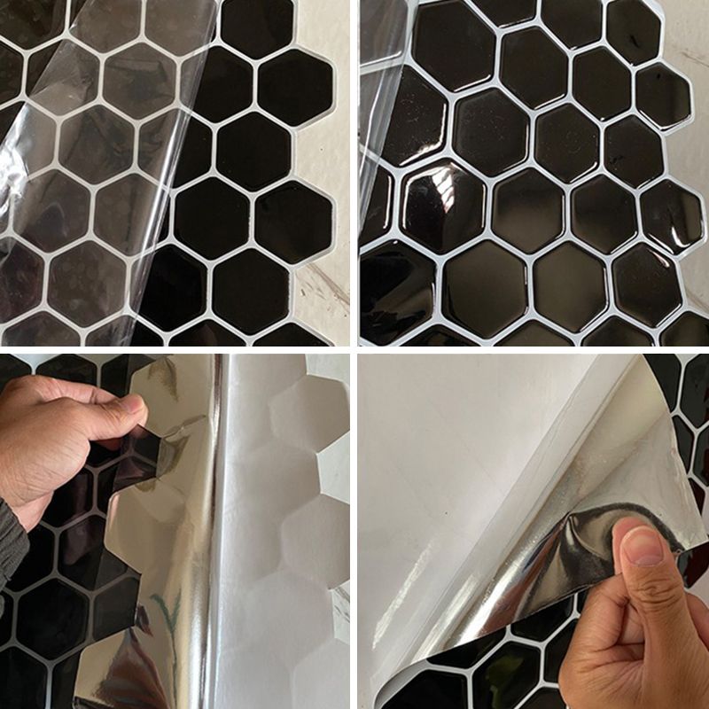 Hexagon Wall Tile Fat Resistant Steel and Kitchen Paper Wallpaper