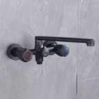Modern Bathtub Faucet Trim Black Wall Mounted Swivel Spout with Hand Shower