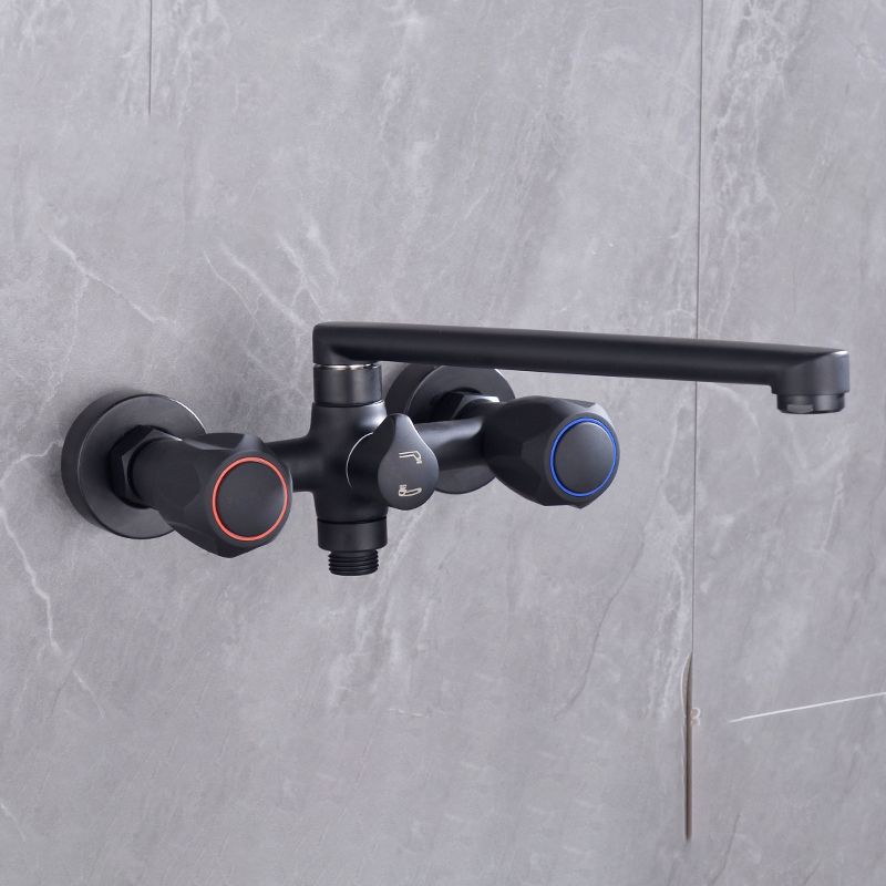 Modern Bathtub Faucet Trim Black Wall Mounted Swivel Spout with Hand Shower