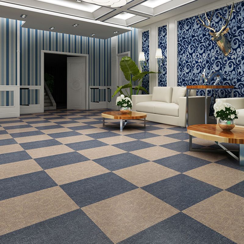 Square Plastic Floor Water-Repellent Fabric Look Peel & Stick Floor Tiles