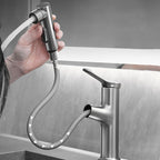 Contemporary Single Color Faucet Low Arc Centerset Sink Faucet for Bathroom