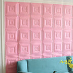 Glam peel and stick wall covering made of foam with 3D embossed panel