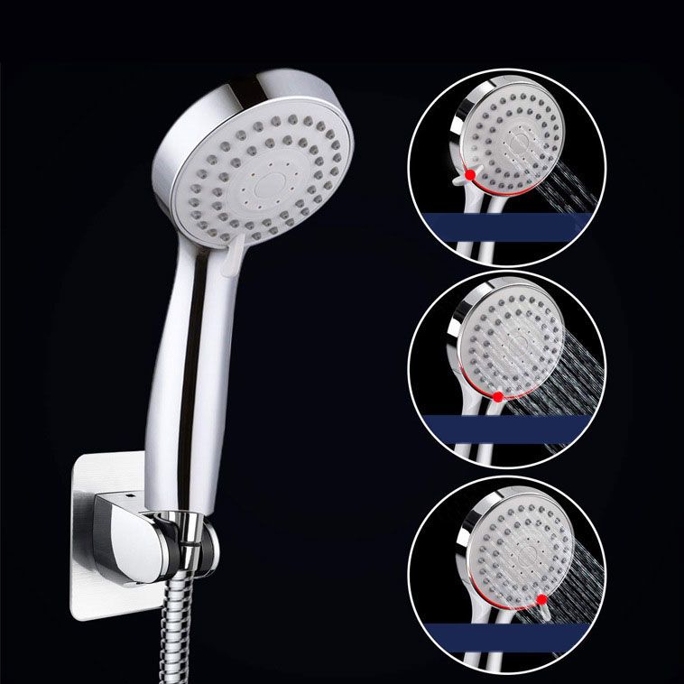 4-Setting Silver Shower Set Concealed Wall Mount Holder Tee with Outlet