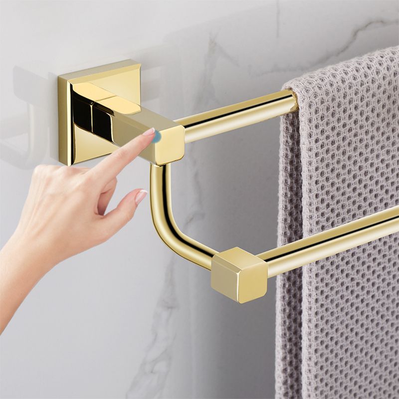 Gold Modern Bathroom Set, Polished Gold, 4 Pieces, Towel Holder, Paper Holder