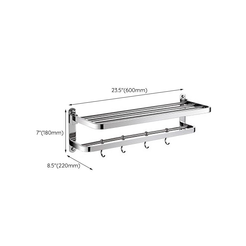 Polished Chrome Modern Bathroom Accessory Set in Stainless Steel with Bath Shelf/Towel Bar