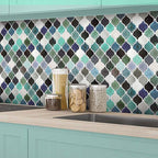 Square Peel & Stick Mosaic Tiles Plastic Arabesque Peel and Stick Wall Tile