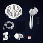 Silver Dual Showerhead with Hose Modern Style Wall Mounted Showerhead