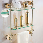 Modern bathroom accessories as a single piece or as a set in gold