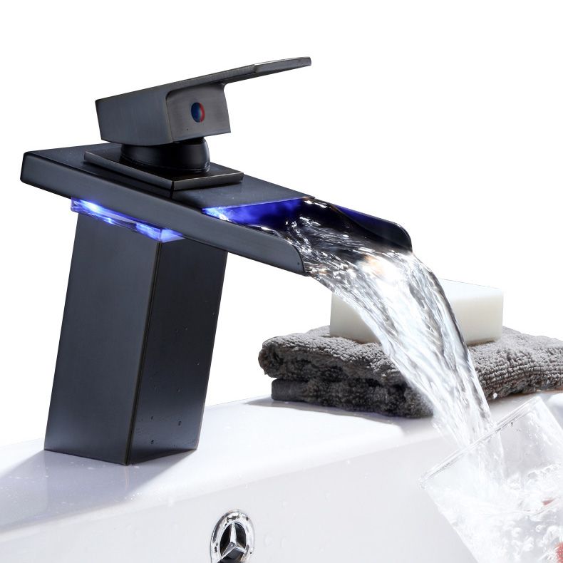 Basin faucet lever handle waterfall outlet bathroom fixture