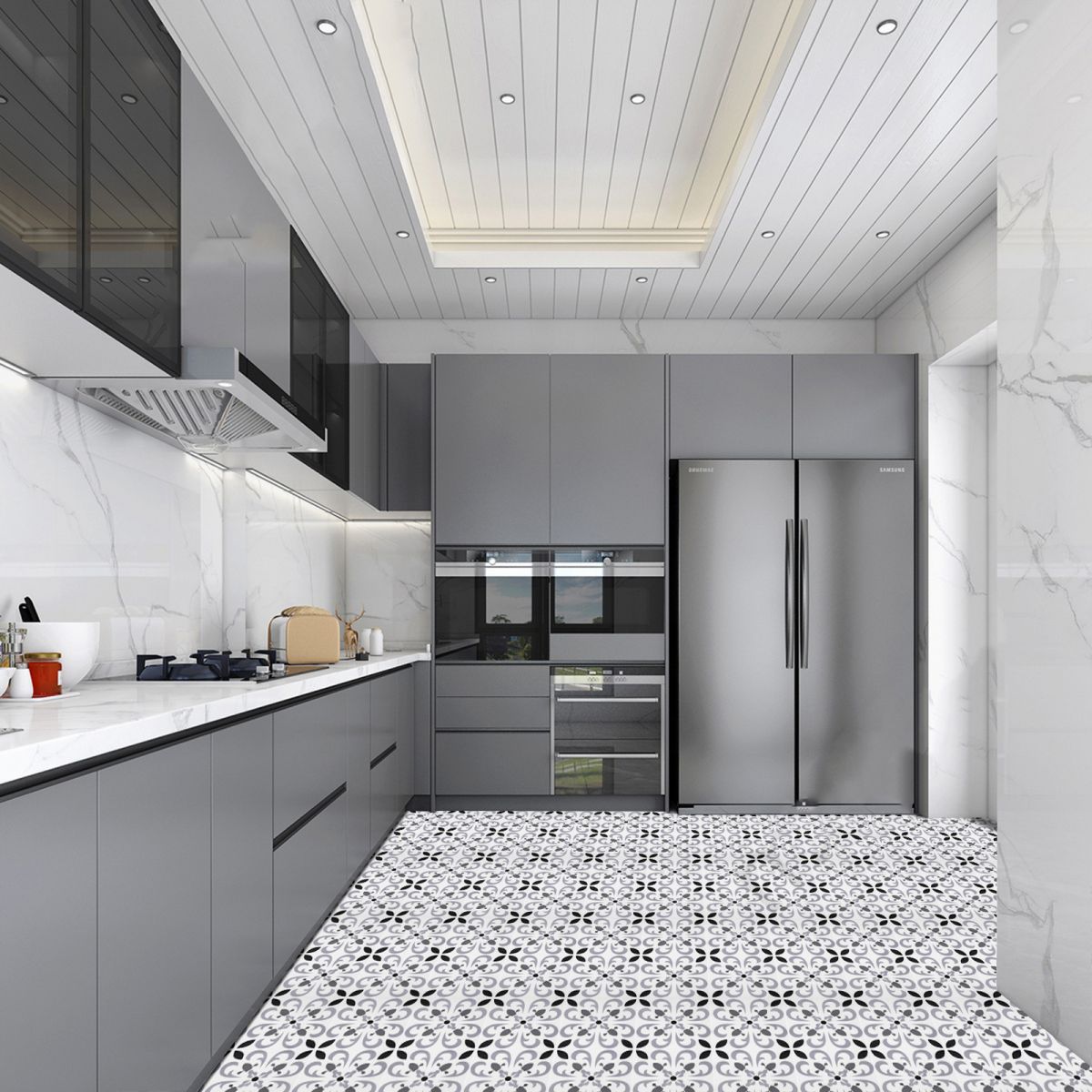 Peel & Stick Vinyl Flooring Lightly patterned vinyl flooring with a matte sheen