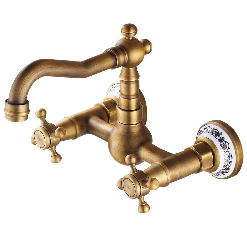 Wall-mounted fitting Glam Style Bathroom tap with 2 handles