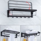 Modern Classic Bathroom Accessories Set in Stainless Steel Matte Black Bathrobe Hook/Towel Ring Bar