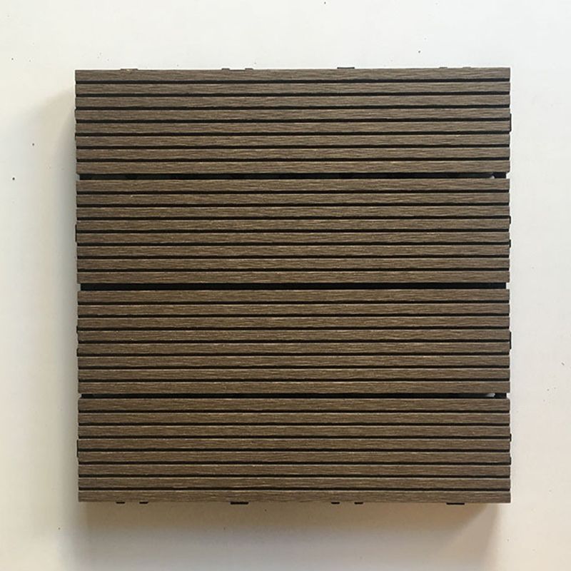 Contemporary Engineered Floor Tile Wire-Brushed Click-Lock Wood Floor for Patio Garden