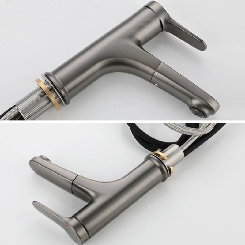 Modern Style Extendable Ship Faucet Copper Single Handle Sink Faucet for the Bathroom