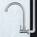 Modern Bridge Water Faucet 304 Stainless Steel Knob Handle Swivel Spout Wall Mounted Faucet
