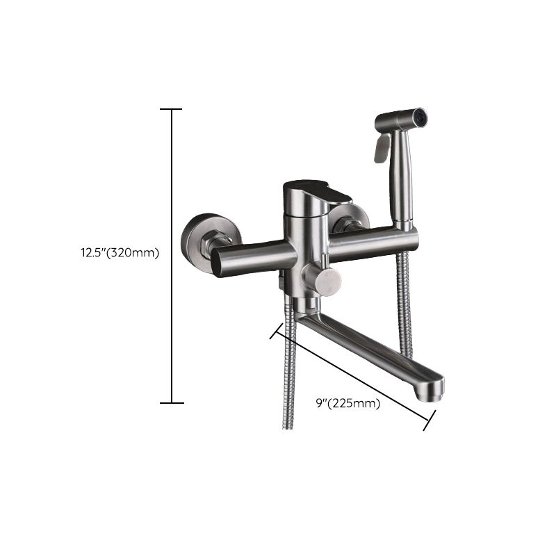 Wall-mounted metal bathtub filling low arch swivel bathtub mixer